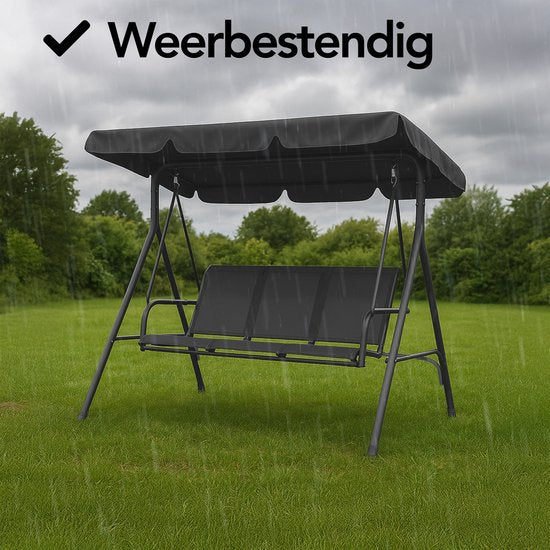 Brixy Schommelbank - 3-Zits - Verstelbare Luifel - UV-bestendig - 170x118x153cm - Antraciet