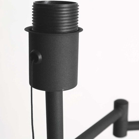 Vloerlamp Bella 3407ZW - Zwart met zwenkarm, uitklapbaar en trekschakelaar - Mexlite - Tijdloos design van kunststof, metaal en elektronica, hoogte 135 cm, reikwijdte 45 cm