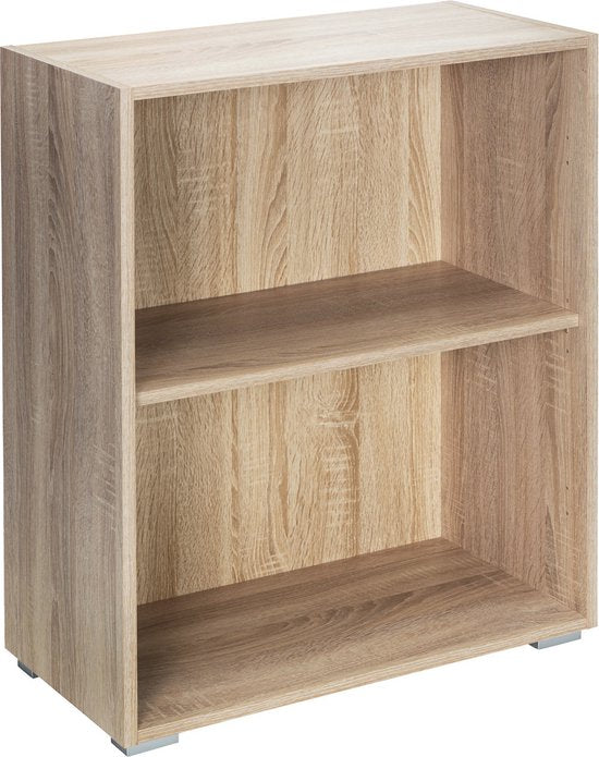 Casaria Boekenkast Vela - 2 Vakken Verstelbaar 77x60x28 cm - Eik