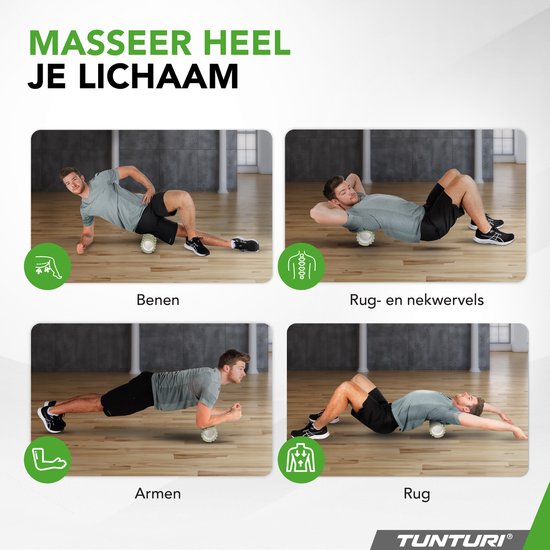 Tunturi Yoga Grid Foam Roller - Massageroller - Foamroller - Fitness Roller - Legergroen- 33cm - Incl. gratis fitnessapp