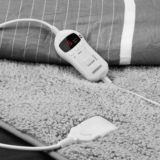 Monzana Warmtedeken - Elektrisch Fleece 180x130cm 120W - Grijs