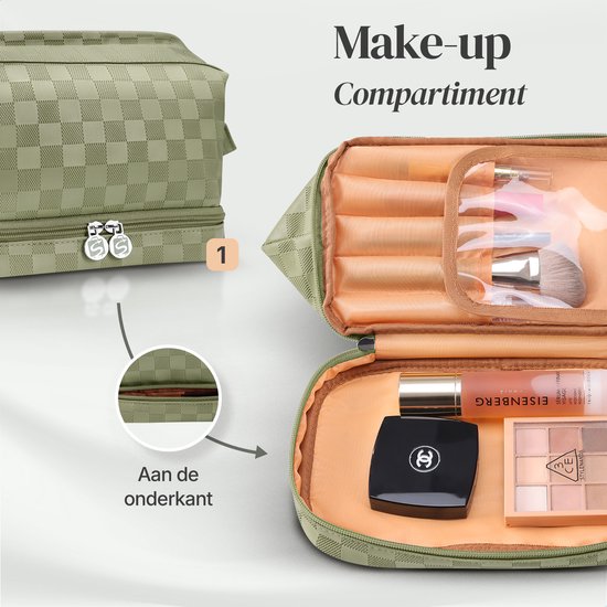 SC Travel Essentials - Toilettas en Make-up Organizer - Waterdicht en Compact - Geschikt voor Reis en Dagelijks Gebruik - Unisex - Matcha Groen