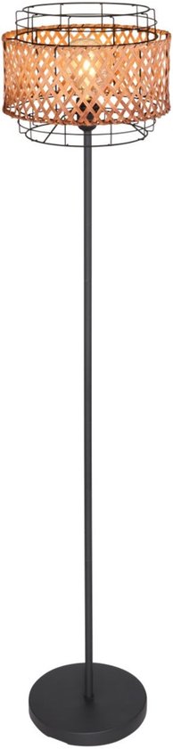 Vloerlamp GINA Metaal 151.0cm Matt zwart | Bamboe E27 1-Lichts