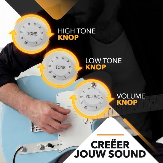 Finesse Elektrische Gitaar met Versterker - met Videocursus - TE Gitaar - Volwassenen - Kind - Blauw