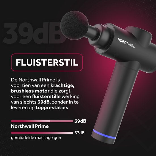 Northwall Massage Gun Professioneel Prime - Massage Pistool Inclusief Koffer en 7 Opzetstukken incl. Warmte Massagekop - Krachtig en Draadloos Sport en Relax Massage Apparaat