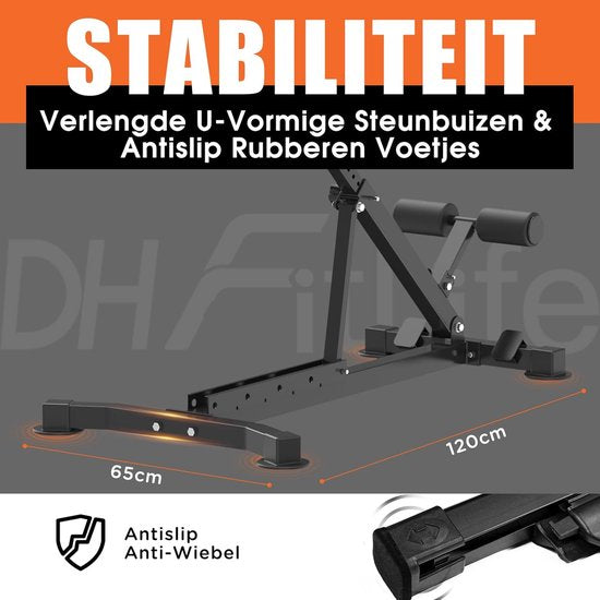 DH FitLife 5-in-1 Hyperextension Roman Chair voor Buik- en Lendetraining, Verstelbaar tot 150 kg, Multifunctionele Bank voor Curls en Gewichten