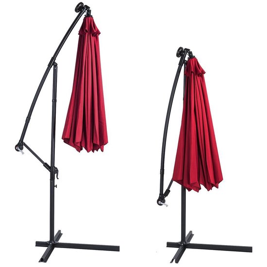 Kingsleeve Zweefparasol - Parasolvoet LED-verlichting 330cm - Rood