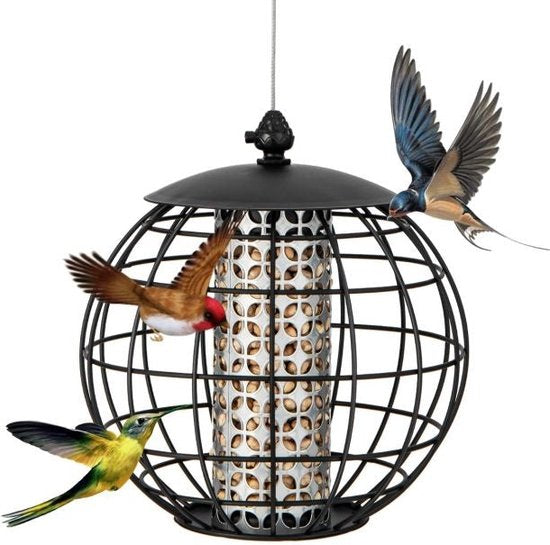 Coast Metalen vogelvoerhuisje - Weerbestendige bal - 3KG capaciteit - 21 x 22,5 cm - Zwart
