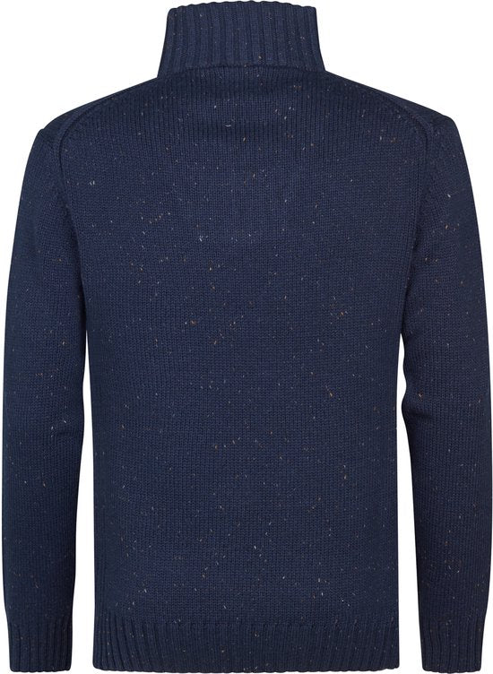 Petrol Industries - Heren Gebreide Half-Zip Trui Denver - Blauw - Maat L