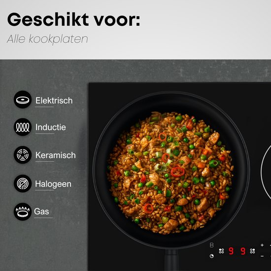 Savore Kitchen Wokpan Ø 28 cm - Inductie - PFAS vrij - Keramische Antiaanbaklaag - Wok Pan - Wokpannen