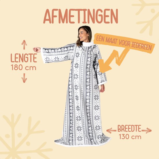 Fleece Deken met Mouwen - Hoodie Deken - Deken met Mouwen - Hoodie Blanket - Snuggle - Hoodie - Huggle Hoodie - Fleece Dekens - Plaid met Mouwen - TV Deken - Dames en Heren - Volwassenen - 180x130 cm - Print - Kerstcadeau