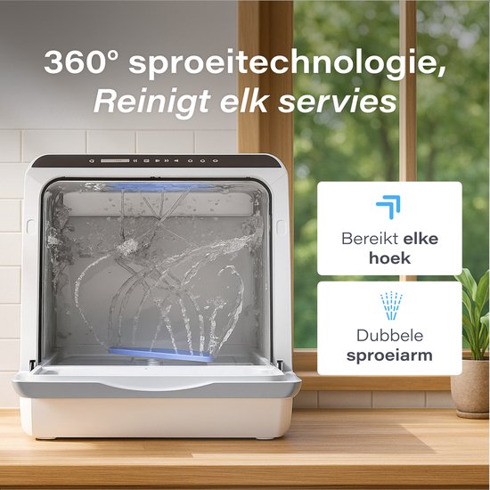 Skoov Mini Vaatwasser met waterreservoir - 5 couverts - 6 wasprogramma's - 45cm - vrijstaande afwasmachine - Camping - Wit