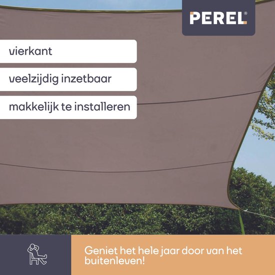 Perel Schaduwdoek waterafstotend 5 x 5 m 160 g/m² polyester vierkant taupe