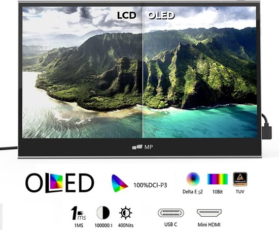 Mobile Pixels - OLED - Touchscreen - Accu - Glance Pro - 15,6 inch draagbare monitor