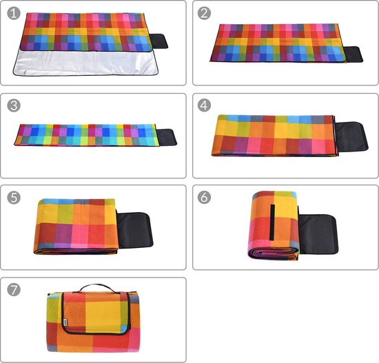 Detex Picknickkleed - 200x200cm XXL Waterdicht Opvouwbaar - Pixel