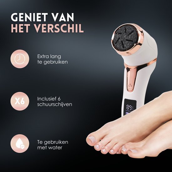 Beeperfect® Elektrische Eeltverwijderaar met Stofzuigsysteem - Voetvijl - Eeltvijl - IPX7 Waterdicht - Inclusief 6 Eeltschijven - Incl. pedicure set