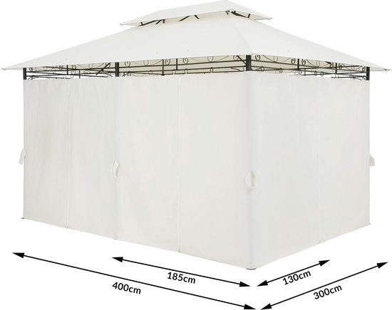 Casaria Paviljoen Topas 3x4m - UV-bescherming 50+ - Crème