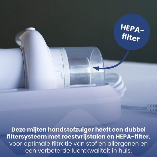 Nexxt Mijtstofzuiger met UV-C Licht Sterilisatie – Matrasreiniger – Huisstofmijt Stofzuiger – Dubbelfiltersysteem Vernietigt 99,9% Mijt – 300W