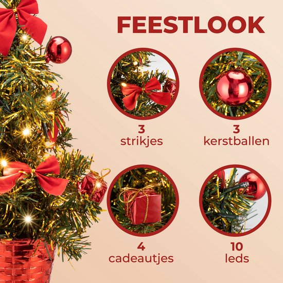 CASARIA Kunstkerstboom Mini - 36cm Leds-Kerstversiering USB - Pvc Groen