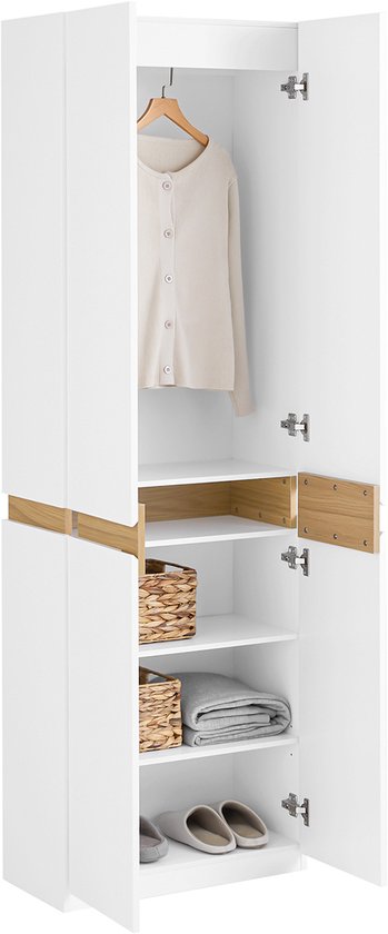 SoBuy KSB01-W Kledingkast, voor volwassenen, slaapkamer, kledingkast, voor slaapkamer, woonkamer, hal, 1 kledingkast, 2 deuren, 5 vakken