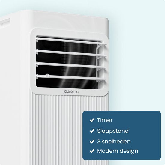 Auronic Mobiele Airco - 7.000 BTU - 3-in-1 - Airconditioning met 2 Raamafdichtingskits - Ventilator - Ontvochtiger - tot 20m² koelen - Wit