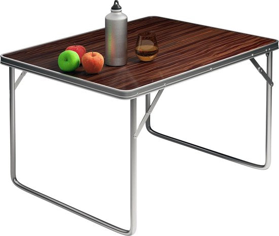 Casaria Campingtafel houtlook aluminium 80x60x70cm opvouwbaar