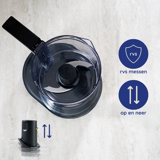 Safecourt Kitchen Hakmolen - Food chopper - Zwevende messen - IJscrusher - 700ml - Zwart/RVS