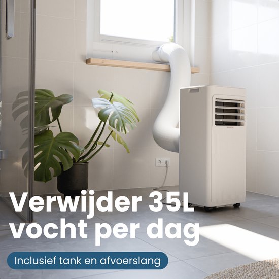 Auronic Mobiele Airco - 7.000 BTU - 3-in-1 - Airconditioning met 2 Raamafdichtingskits - Ventilator - Ontvochtiger - tot 20m² koelen - Wit