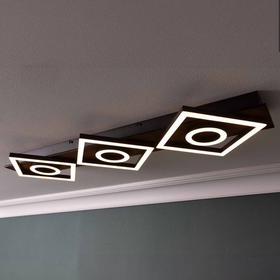Brilliant Plafondlamp Maureen – 88 cm – Zwart met Hout