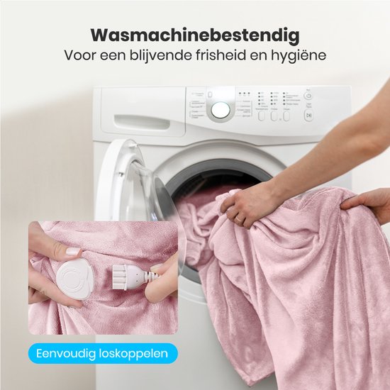 Auronic Elektrische Deken - 200x180cm - Warmtedeken - 2 Persoons - Sherpa Fleece - 9 Hitte en Timerstanden - Bovendeken - Verwarmingsdeken - Roze