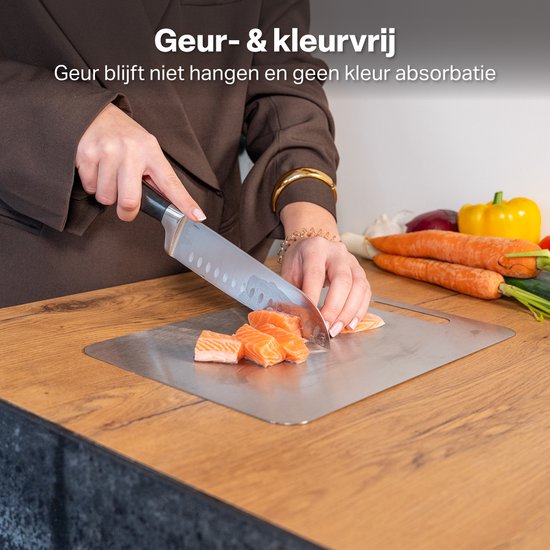 AoraKitchen Snijplank RVS - Set 3 Stuks - Snijplanken - Vaatwasserbestendig - Titanium Gestabiliseerd