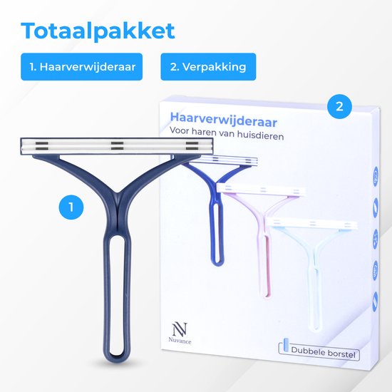 Nuvance - Haarverwijderaar voor Huisdieren - Kattenhaar Verwijderaar - Hondenhaar Verwijderaar - Pluizenverwijderaar - Blauw