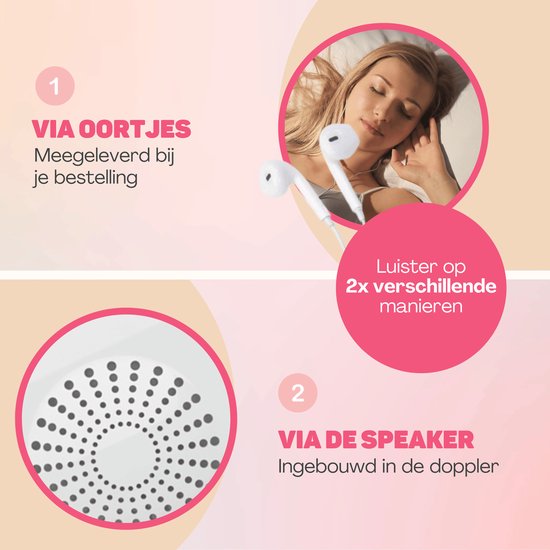 Vulpes Goods® BabyCare - Doppler Baby PRO - Baby Hartje Monitor - Fetal Doppler - Hartslag Baby Doppler - Echo Apparaat -Zwangerschapscadeau - Roze - Incl. ultrasound gel en oordopjes