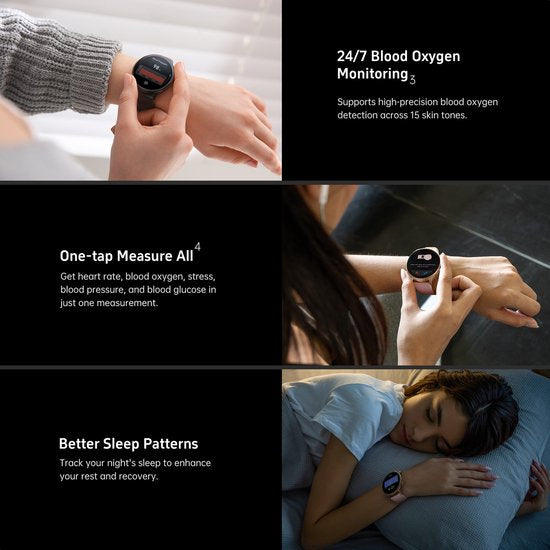Maoo GTR Serie 2 Smartwatch Heren – Stainless Steel & TPU Band – Stappenteller, Hartslagmeter, Slaapmonitor – Multisport – Android & iOS – Zwart