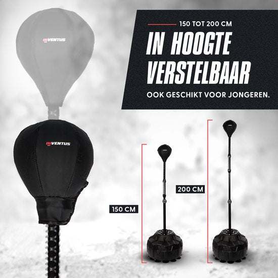 Inventus Extreme Reflex Bokspaal V2 - Cobra Boksbal - Boxing Machine - Boksen en Trainen - Staand / Volwassenen - Verstelbaar van 150 tot 200 cm