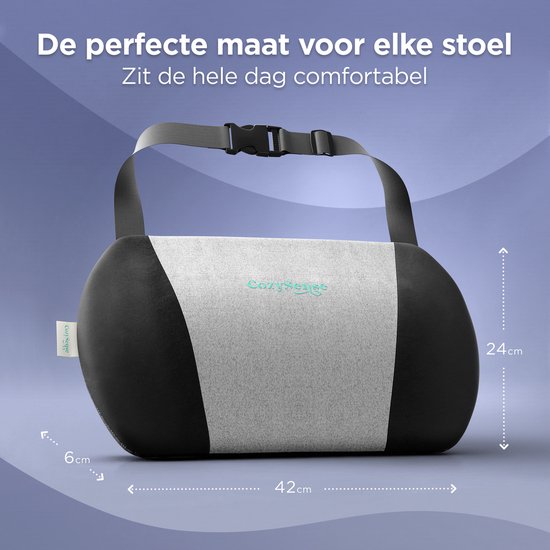 CozySense® Rugsteun – Ergonomisch Rugkussen met Gelstructuur - Onderrug – Drukverlagende Lendensteun voor Auto, Bureau en Thuis – Ademend, Koelend en Antislip