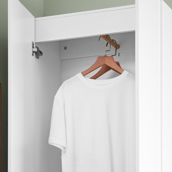 SoBuy KSB01-W Kledingkast, voor volwassenen, slaapkamer, kledingkast, voor slaapkamer, woonkamer, hal, 1 kledingkast, 2 deuren, 5 vakken