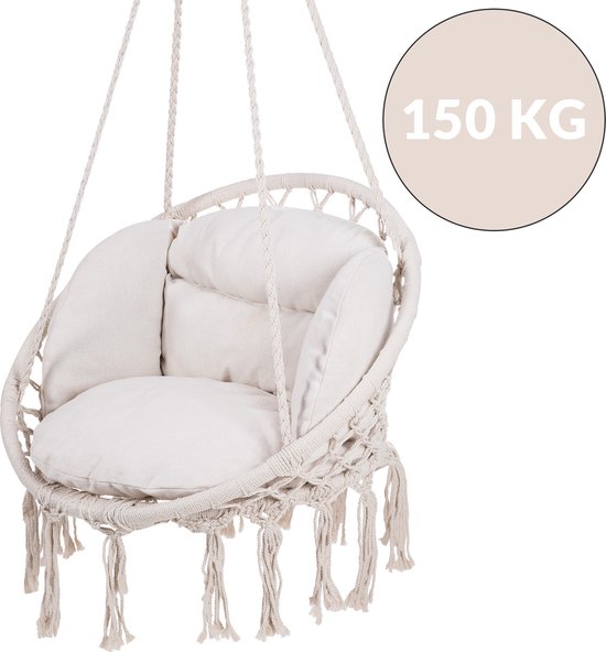 Detex Hangstoel 2 Kussens - Belastbaar tot 150kg 80x60x140cm - Crème