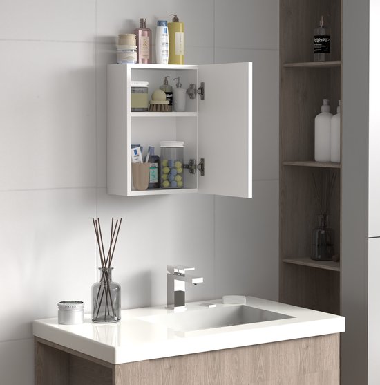 VDD - Spiegelkast - badkamerkast - toiletkast - wastafel meubel - medicijnkastje - spiegel kast - kast met spiegel - 30 x 45 x 14 cm - Wit