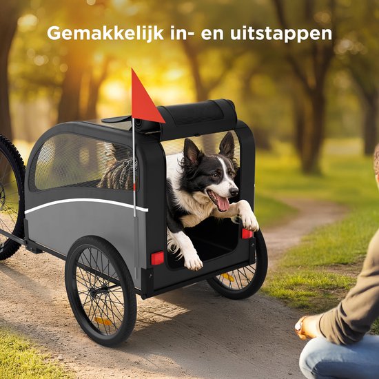 Trevopet® Hondenfietskar - Opvouwbare Fietskar Hond - Hondenkar - Geschikt voor E-Bikes - Tot 40 kg - Voor Middelgrote & Grote Honden - Zwart