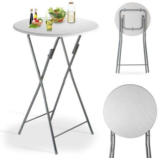CASARIA Statafel Set van 2 - Inklapbaar houtlook 110cm Ø60cm - Wit
