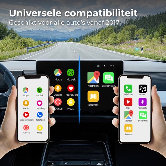 Nuvance CarPlay Dongle - Bluetooth Dongle - CarPlay Draadloos - USB & USB C - Geschikt voor Android Auto & CarPlay