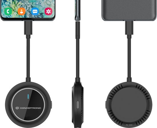 Conceptronic ATHERIC01B - Draadloze Beeldschermadapter - Draadloze USB-C naar HDMI beeldschermset 1080P - HDMI/USB - Volledige HD Dongle