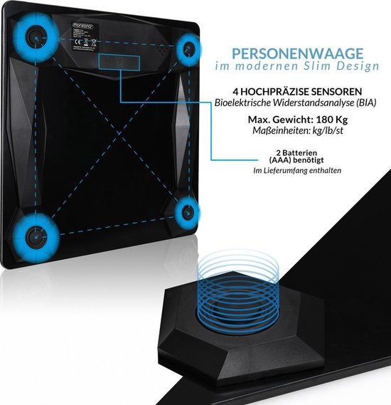 Monzana - Personenweegschaal - Zwart