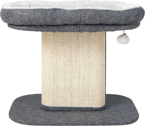 Coast Krabmeubel Kat – Met Zitstok & Sisalplaat – max. 20 kg – 59 x 39,5 x 50 cm – Grijs