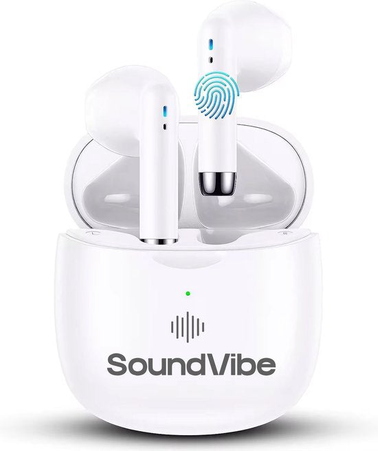 SoundVibe® - Earbuds Draadloos Met Noice Cancelling - Wit - Bluetooth Oordopjes - Noice Cancelling Hoofdtelefoon - Draadloze Oordopjes - Oortjes Draadloos