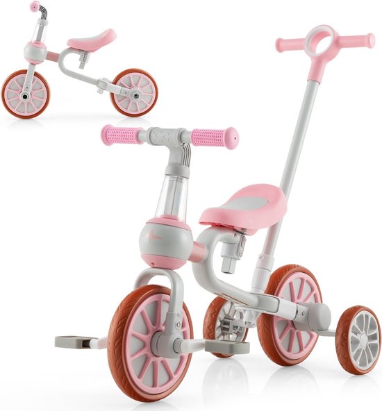 Coast Kinderfiets met afneembare duwstang - Max. 30 KG - 37 x 72 x 101 cm - Roze