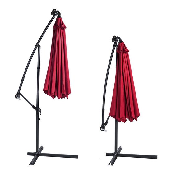 Kingsleeve Zweefparasol - Parasolvoet LED-verlichting 300cm - Rood