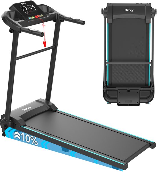 Brixy Loopband – Inklapbaar – Wandelband – 12 Programma’s – Tablethouder – Hellingsfunctie – Treadmill – 1–12 km/u