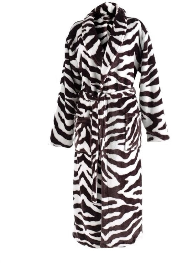ZoHome Leopard Badjas Lang - Fleece - Maat XL - Bruin